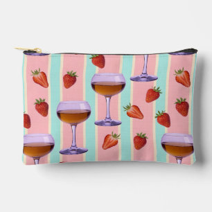 Pastel Pattern with Wine Glasses and Strawbefries Accessory Pouch