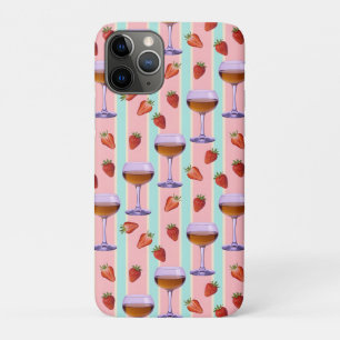 Pastel Pattern with Wine Glasses and Strawbefries Case-Mate iPhone Case
