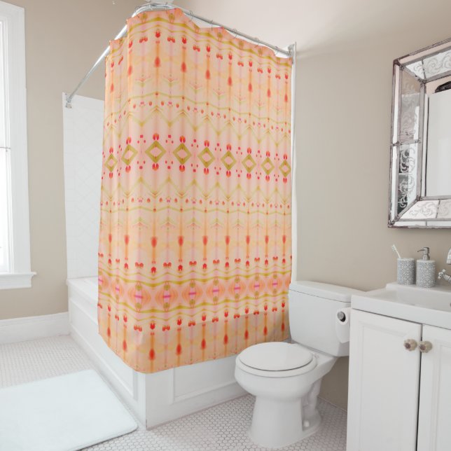 Pastel Patterned Modern Shower Curtain (In Situ)