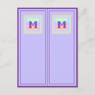 Pastel Patterned Monogram M Postcard Bookmarks