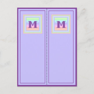 Pastel Patterned Monogram M Postcard Bookmarks