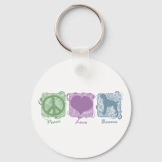 Pastel Peace, Love, and Boxers Key Ring
