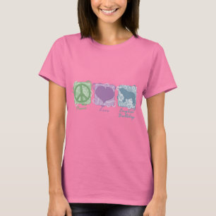 Pastel Peace, Love, and English Bulldogs T-Shirt