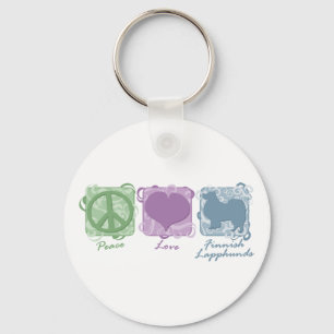 Pastel Peace, Love, and Finnish Lapphunds Key Ring
