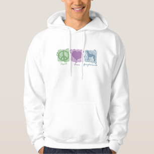 Pastel Peace, Love, and Greyhounds Hoodie
