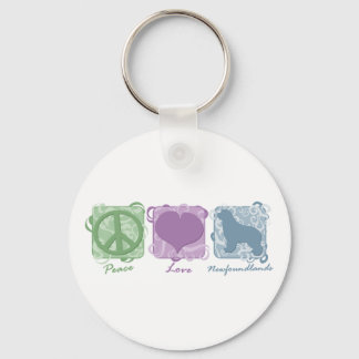 Pastel Peace, Love, and Newfoundlands Key Ring