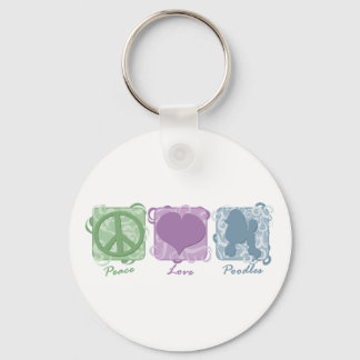 Pastel Peace, Love, and Poodles Key Ring