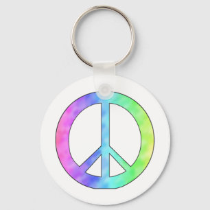 Pastel Peace Sign Key Ring