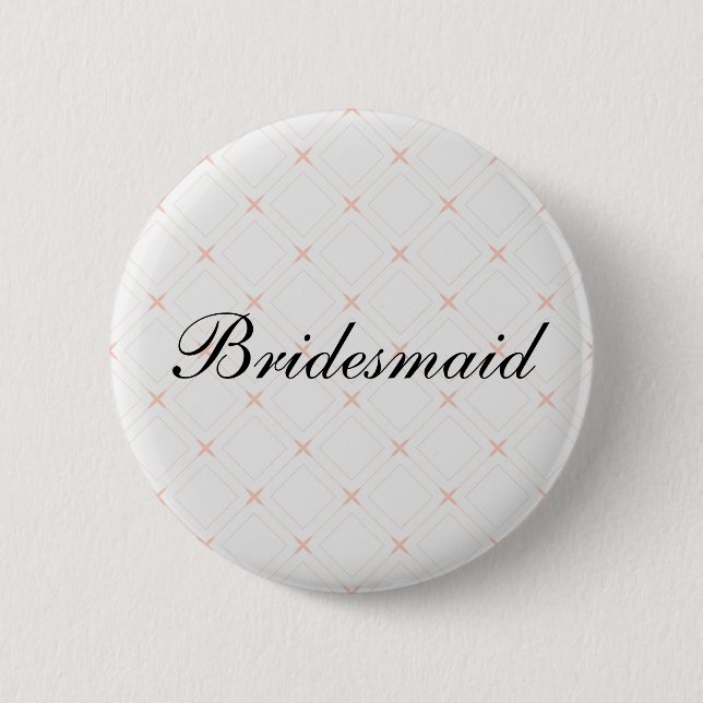 Pastel Peach and Cream Geometric Bridesmaid 6 Cm Round Badge (Front)