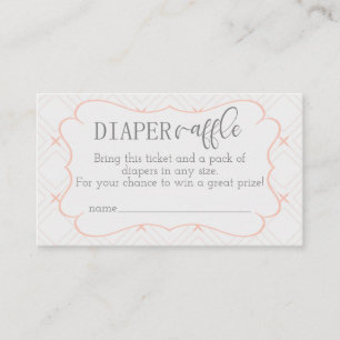 Pastel Peach and Cream Geometric Diaper Raffle Enclosure Card