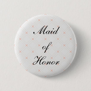 Pastel Peach and Cream Geometric Made of Honour 6 Cm Round Badge