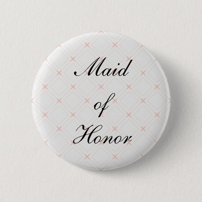 Pastel Peach and Cream Geometric Made of Honour 6 Cm Round Badge (Front)