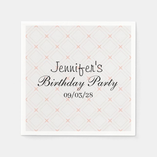 Pastel Peach and Cream Geometric Napkin (Front)