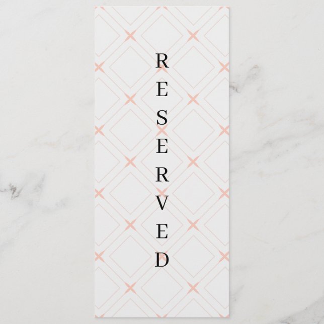 Pastel Peach and Cream Geometric Reserved Chair Menu (Front)