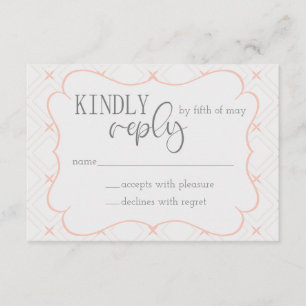 Pastel Peach and Cream Geometric RSVP Enclosure Card