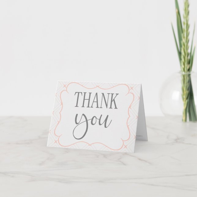 Pastel Peach and Cream Geometric Thank You Card (Front)
