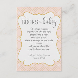 Pastel Peach and Gold Geometric Books for Baby Enclosure Card