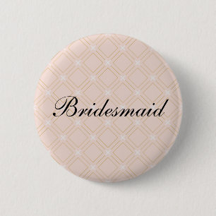 Pastel Peach and Gold Geometric Bridesmaid 6 Cm Round Badge