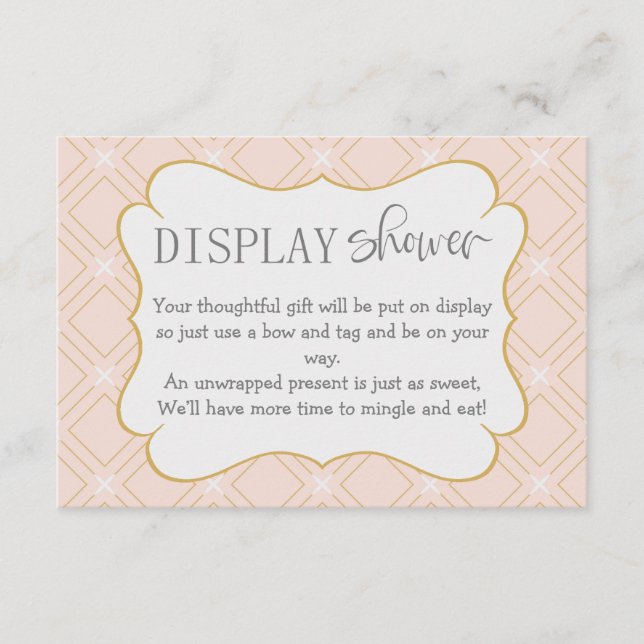 Pastel Peach and Gold Geometric Display Shower Enclosure Card (Front)