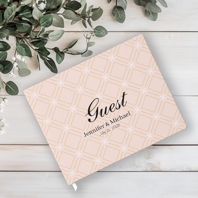 Pastel Peach and Gold Geometric Guest Book (Creator Uploaded)