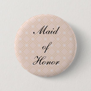 Pastel Peach and Gold Geometric Made of Honour 6 Cm Round Badge