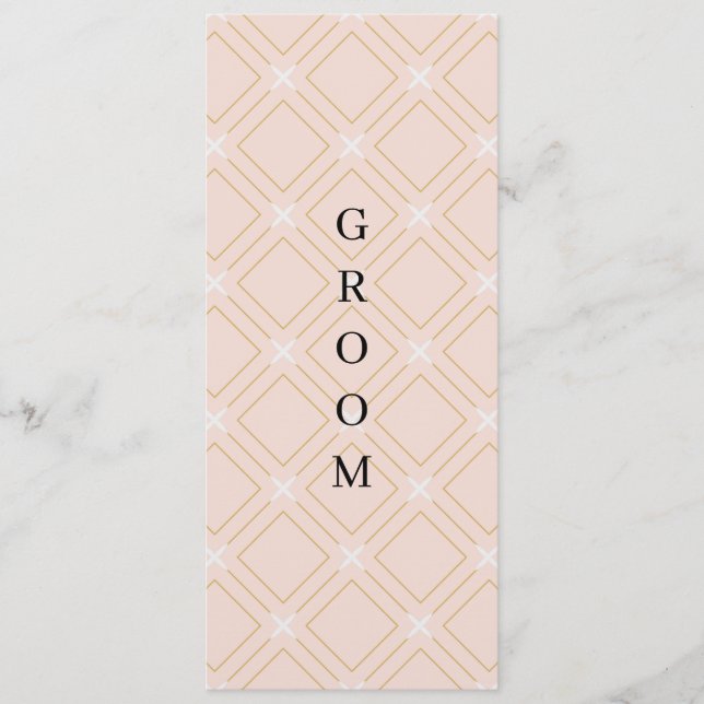 Pastel Peach and Gold Geometric Reserved Chair Menu (Front)