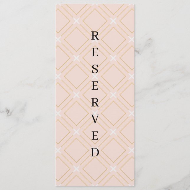 Pastel Peach and Gold Geometric Reserved Chair Menu (Front)