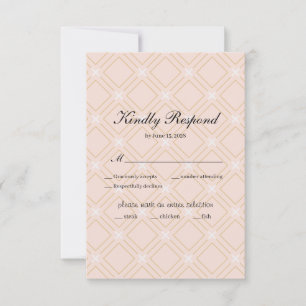 Pastel Peach and Gold Geometric RSVP Card