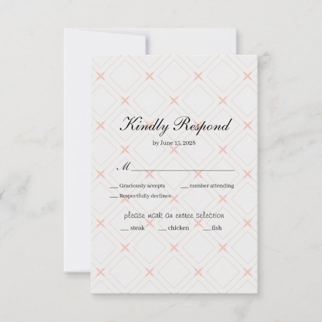 Pastel Peach and Gold Geometric RSVP Card (Front)