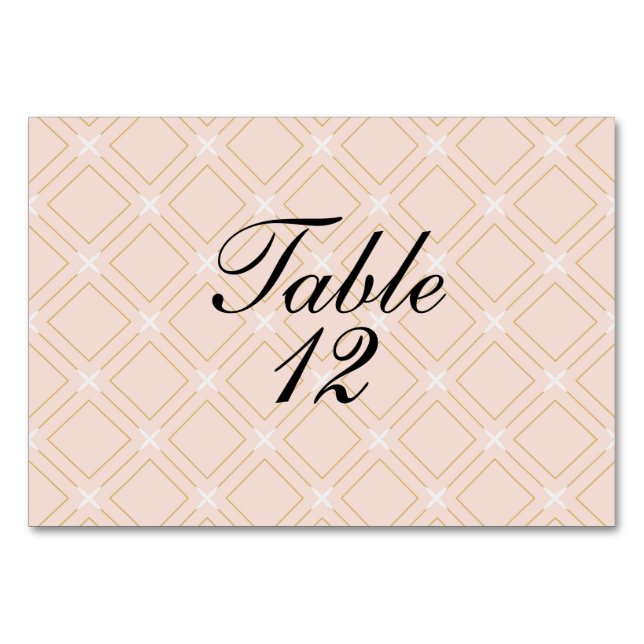 Pastel Peach and Gold Geometric Table Number (Front)