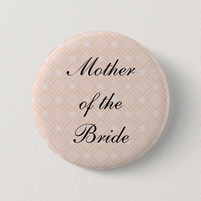 Pastel Peach and Gold GeometricMother of the Bride 6 Cm Round Badge (Front)