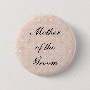 Pastel Peach and Gold Mother of the Groom 6 Cm Round Badge