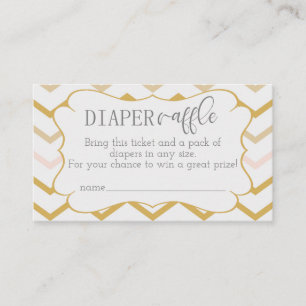 Pastel Peach and Gold Zig Zag Diaper Raffle Enclosure Card