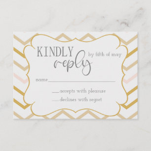 Pastel Peach and Gold Zig Zag RSVP Enclosure Card