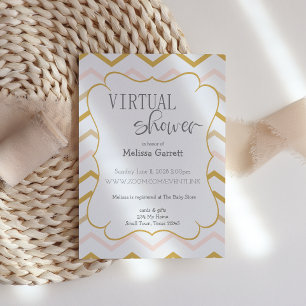 Pastel Peach and Gold Zig Zag Virtual Invitation