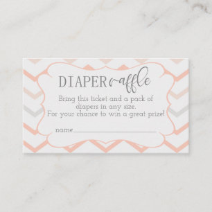 Pastel Peach and Grey Zig Zag Diaper Raffle Enclosure Card