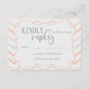 Pastel Peach and Grey Zig Zag RSVP Enclosure Card