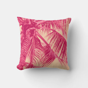 Pastel Peach and Pink Girly Palm Trees Cushion