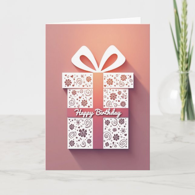 Pastel Peach Birthday Card (Front)