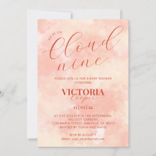 Pastel Peach Colour Cloud Nine Baby Shower  Invitation