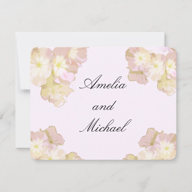 Pastel Peach & Cream Floral Wedding Invitation (Front)