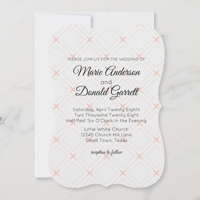 Pastel Peach Cream Geometric Wedding Invitation (Front)