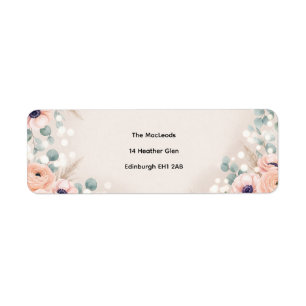 Pastel Peach Eucalyptus Floral Return Address Labe