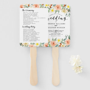 Pastel-peach Flowers Border Hand Fan