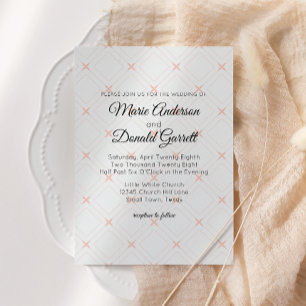 Pastel Peach Geometric Cream  Wedding Invitation