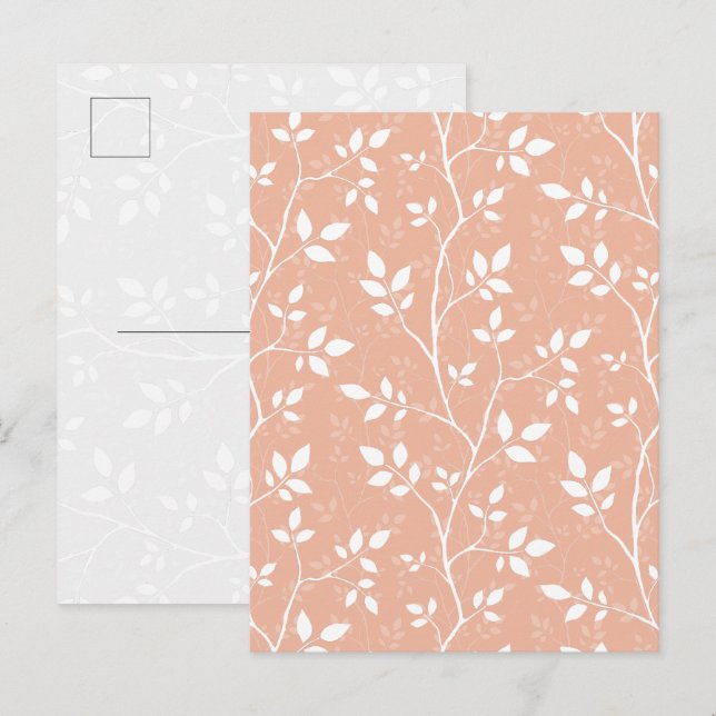 Pastel Peach Minimalist Botanical Art Postcard (Front/Back)