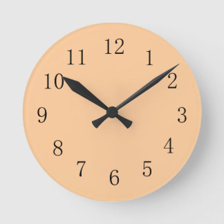 Pastel Peach Orange Earth Tone Kitchen Wall Clock
