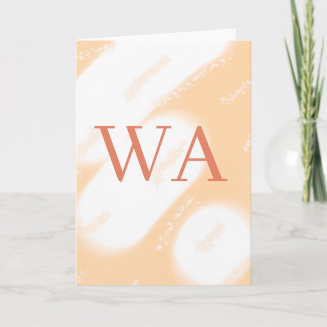 Pastel peach orange white monogram retro bold name card (Front)