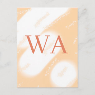 Pastel peach orange white monogram retro bold name postcard