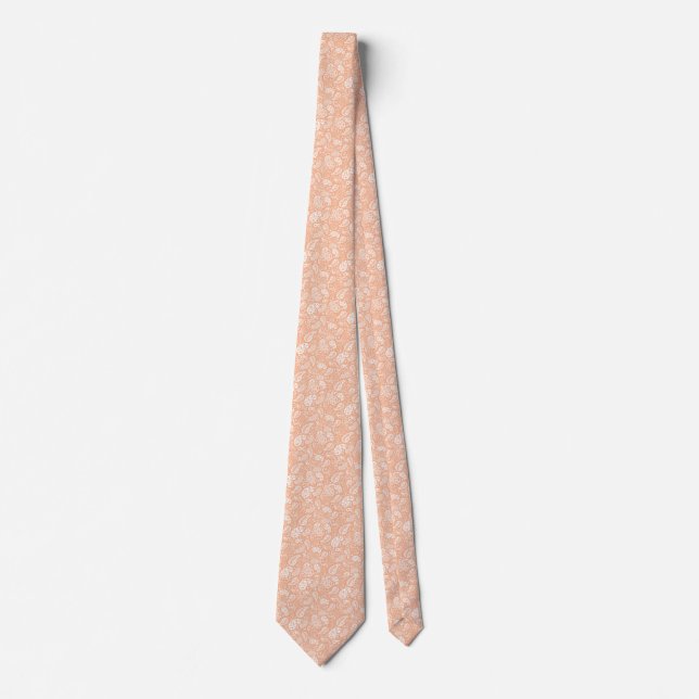 Pastel Peach Paisley Tie (Front)